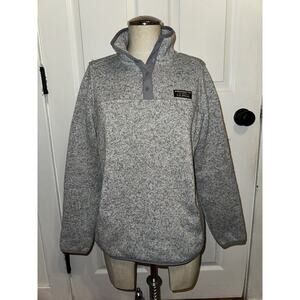 L.L. BEAN Pewter Gray Sweater Fleece Pullover With Funnel Neck Small Petite